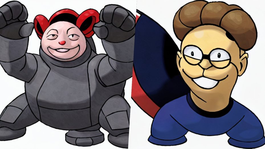 圖左為伊隆馬斯克，鋼屬性身形配上他的嘴臉非常吻合，圖右則是比爾蓋茲，就算變成寶可夢還是得戴眼鏡。 圖／lambdal text-to-pokemon