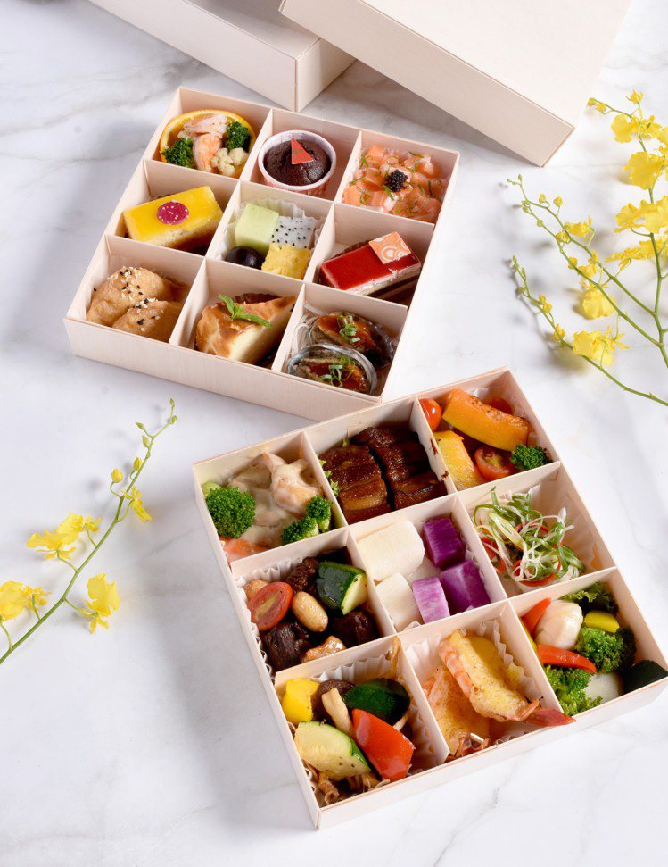 松鶴餐廳的極品寶盒2.0外帶餐盒。圖／圓山大飯店提供