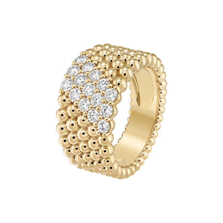 Perlée couleurs 5排鑲鑽戒指，黃K金鑲嵌鑽石，約30萬9,000...