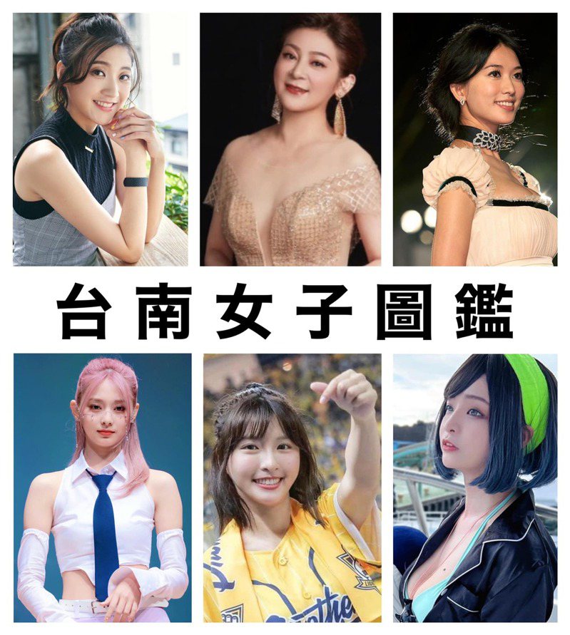 醫生分享台南女子圖鑑，六位女藝人各有特色。
圖擷自杜承哲醫師臉書
