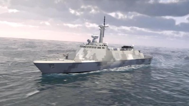 中科院2018年曾對外展示與台船合作開發的1400噸輕型巡防艦概念圖。 圖／取自中科院YouTube頻道