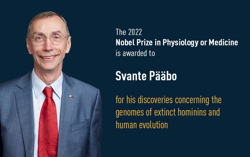 瑞典生物學家帕布因發現已滅絕人類基因和關注人類演化榮獲諾貝爾醫學獎。摘自諾貝爾委員會