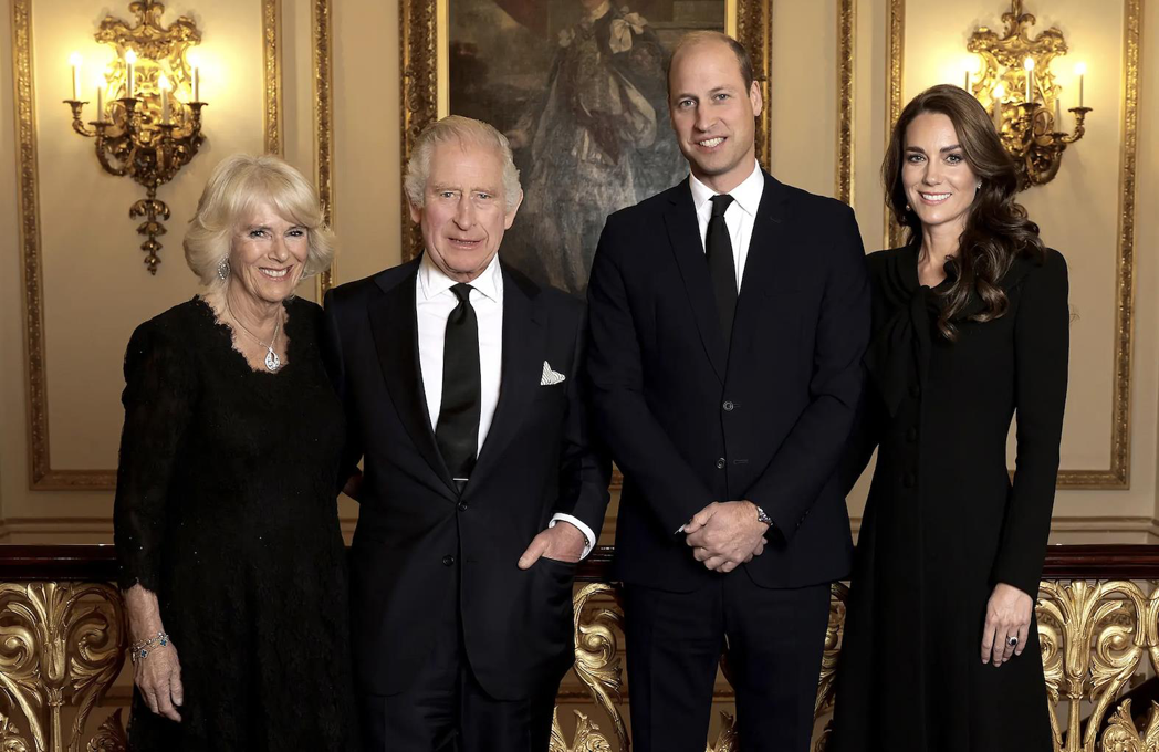 卡蜜拉（左起）、查爾斯、威廉、凱特是英國皇室目前最重要的4人組。圖／摘自IG