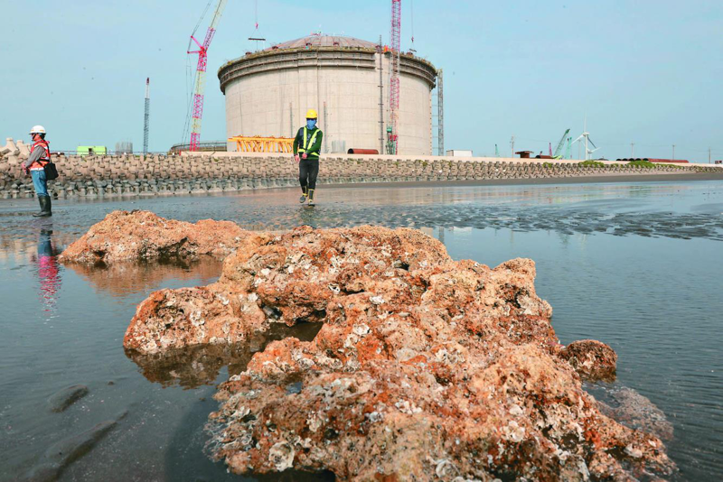 中油興建三接去年曾引發藻礁爭議，如今台電、中油不斷規畫興建天然氣接收站，勢必將面臨環境衝突的兩難。圖／聯合報系資料照片
