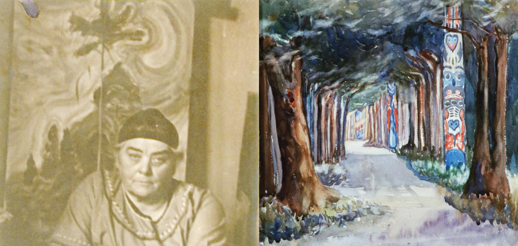左圖為20世紀加拿大著名畫家Emily Carr，右為其作品。Emily Car...