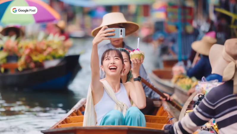Google年度旗艦機Pixel 7、Pixel 7 Pro發表，找來日本女星井桁弘恵至泰國拍攝旅遊廣告。圖擷自Google Japan YouTube