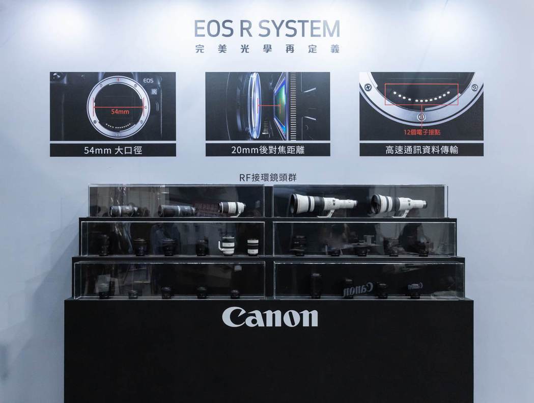 Canon於台北攝影器材展中精銳盡出，其中包含多達26支RF 系列鏡頭的靜態展示...