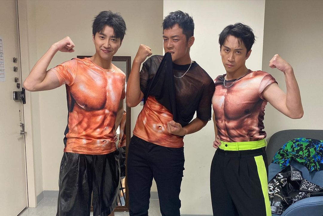 江宏傑(左起)、姚元浩、陳漢典以肌肉裝驚豔全場。圖／摘自IG