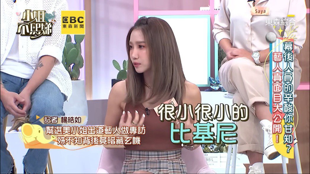 楊皓如在節目中談到選美女星拍照時出現走光畫面。 圖／擷自Youtube