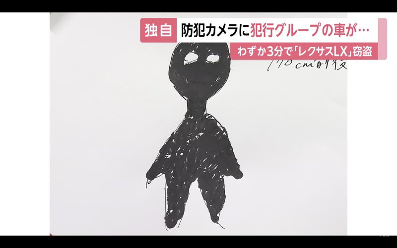 日本發生竊案，一名目擊者手繪出竊賊樣貌，引發討論。 圖擷自FNN