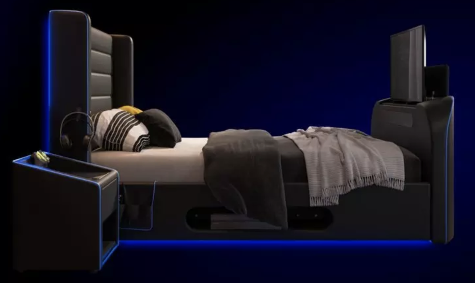 為遊戲玩家打造的專屬電競遊戲床，讓玩家不用下床也能舒適享受電動。圖擷自Dreams