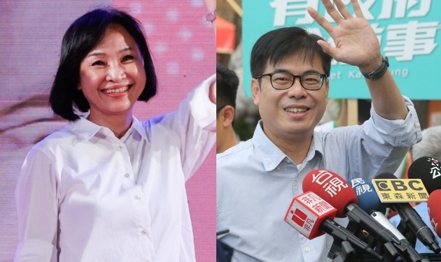  高雄市長參選人柯志恩、高雄市長陳其邁。報系資料照