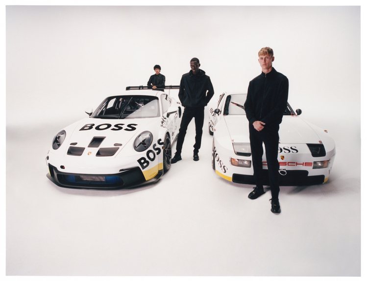 經典924 GTP Le Mans與全新世代992 GT3 Cup Car賽車共同亮相Porsche x BOSS 2022秋冬系列廣告大片。圖／BOSS提供