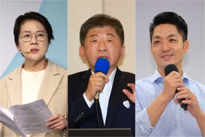 台北市長選舉唯一一場電視辯論會今天下午開打，藍綠白候選人蔣萬安（右起）、陳時中、黃珊珊三方陣營都密集訓練3人攻防以及表達方式。圖／聯合報系資料照片