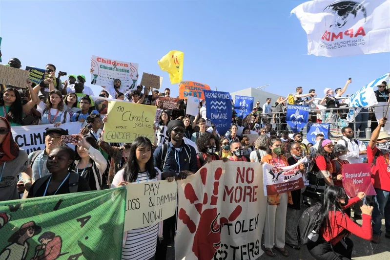 今年氣候遊行在聯合國氣候峰會場內舉行。 記者林奐成／攝影