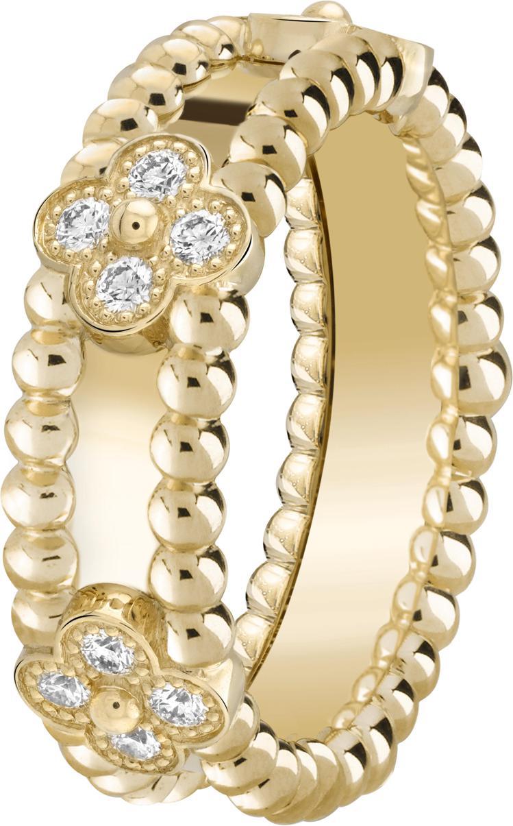 Perlée sweet clovers戒指，黃K金鑲嵌鑽石，約21萬9,000...