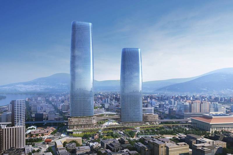 台北雙星大樓外觀已變成圓潤橢圓的「擎天玉柱」。圖／台北雙星提供