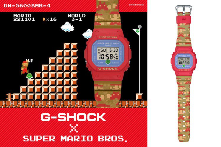 G-SHOCK採用任天堂招牌遊戲「超級瑪利歐兄弟」熱門元素，來打造新款聯名表款，...