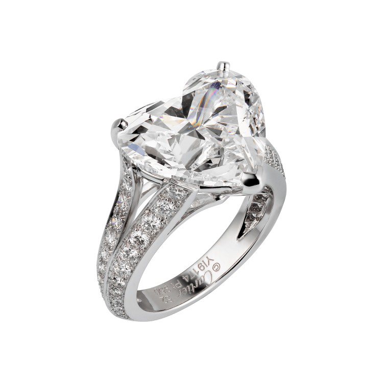 卡地亞頂級珠寶系列ADELE心形鑽石戒指，鉑金鑲嵌一顆10.06克拉D IF I...