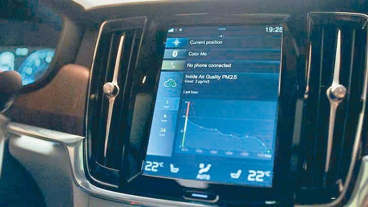 升級AP高效複合清淨科技，駕駛可透過中控螢幕上的車室空氣微粒監測系統，打造車室中...