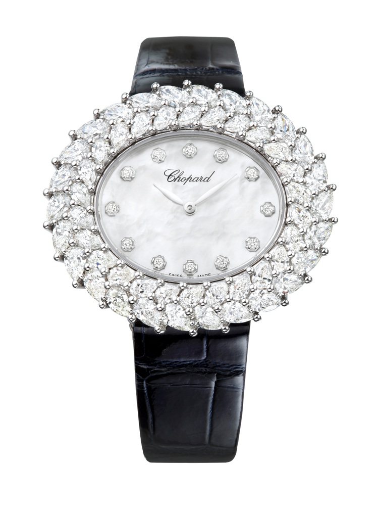 CHOPARD L'Heure du Diamant白金鑲雙圈鑽腕錶配...