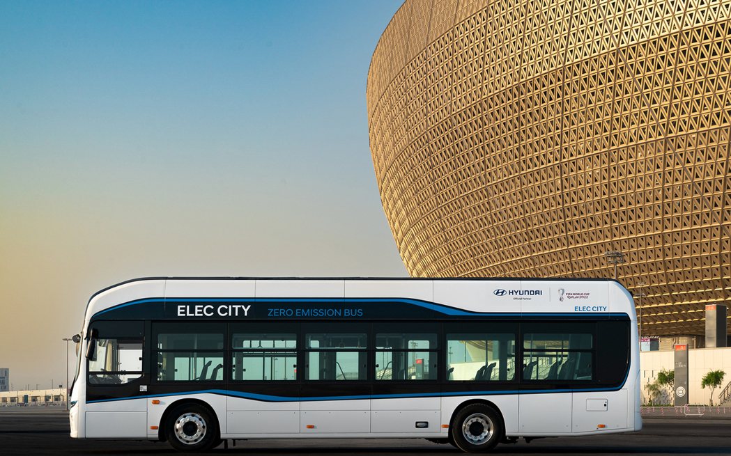Hyundai的純電巴士亦投入本屆卡達世足賽的接駁服務。 摘自Hyundai
