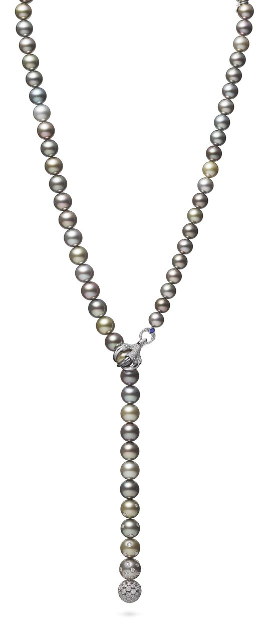 MIKIMOTO頂級珠寶系列鷹爪造型釦頭黑珍珠串鍊，約396萬元。圖／ MIKI...