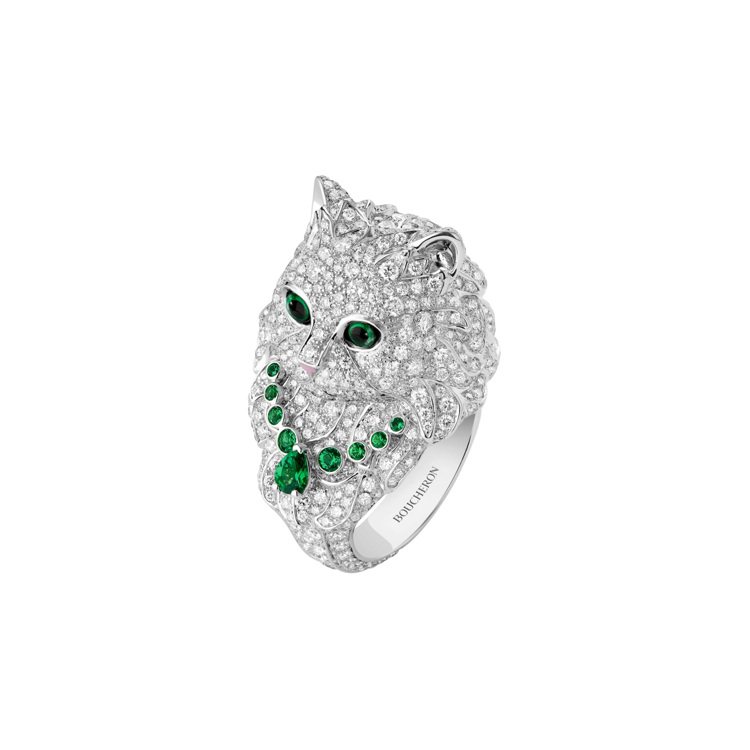 Wladimir貓咪造型戒指，鑲嵌鑽石、沙弗萊石、珍珠母貝、石英和黑色藍寶石，1...