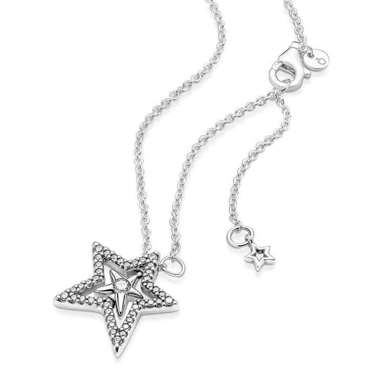 Pandora Moments密鑲寶石璀璨星形短項鍊，3,280元。圖／Pandora提供