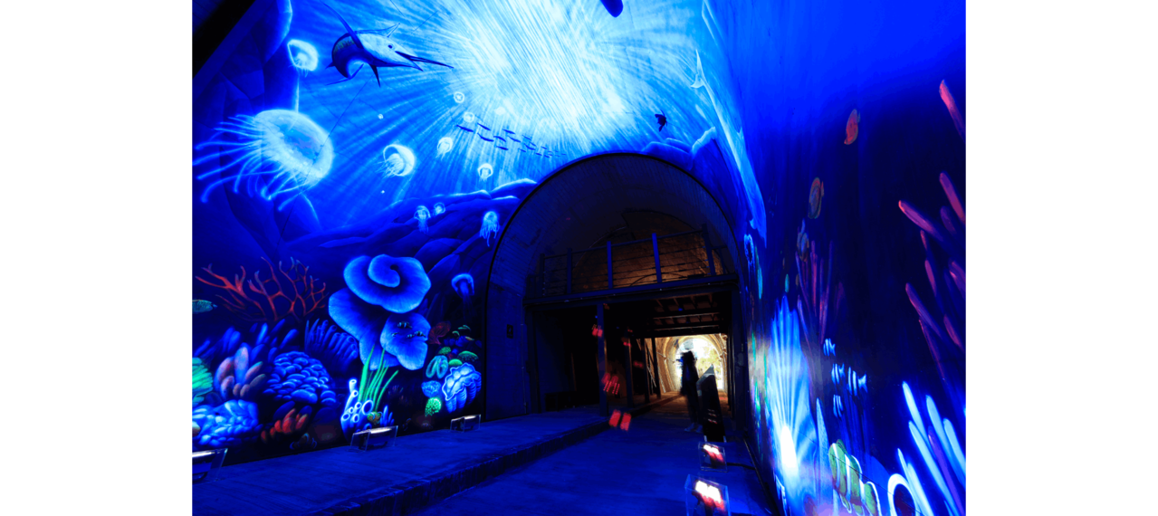 蘇東隧道內有3D彩繪燈光投射，炫麗亮眼，成為打卡新熱點。 圖／蘇澳鎮公所提供