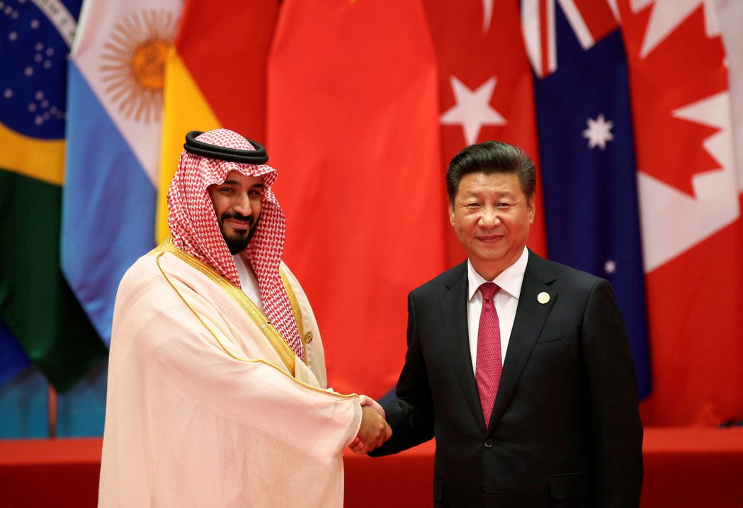 習近平2016年在杭州舉行的20國集團（G20）峰會會見當時還是沙國副王儲的賓．...