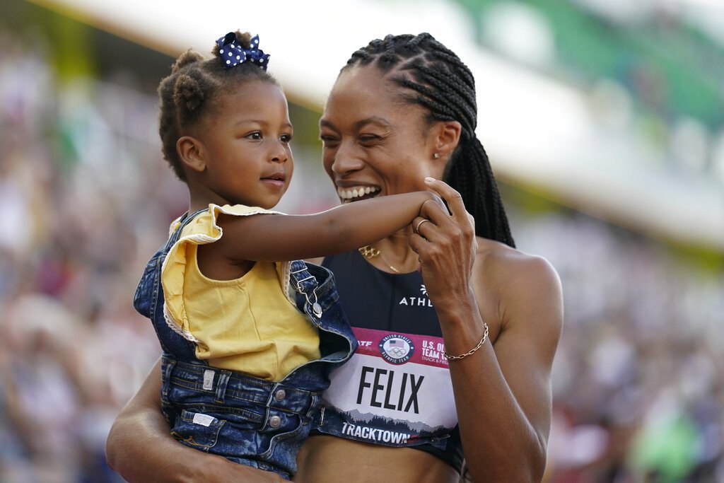 美國傳奇短跑名將艾麗森．菲利克斯曾控訴贊助商Nike在她懷孕期間減少贊助金額。 圖／美聯社