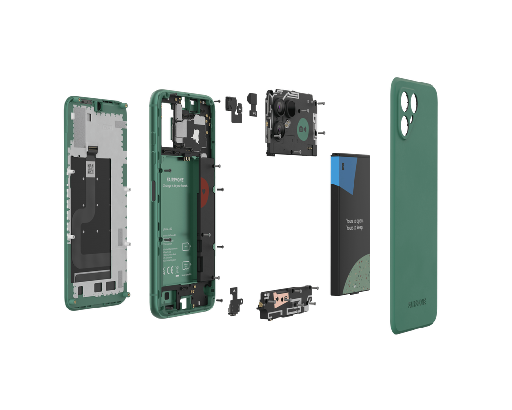 Fairphone 4 九大模組化零件展演，全機僅透過單一款式螺絲串接，支援 I...
