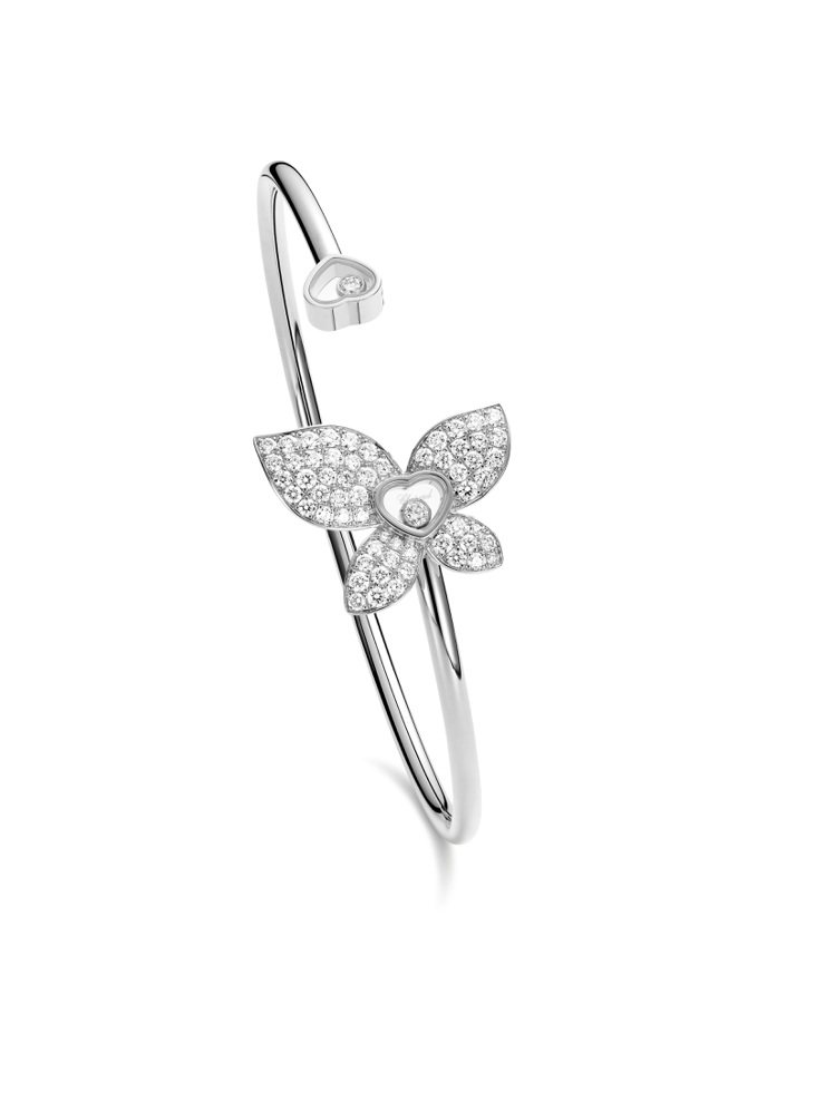 Happy Butterfly系列手環，符合倫理道德標準18K白金鑲嵌鑽石與兩顆...