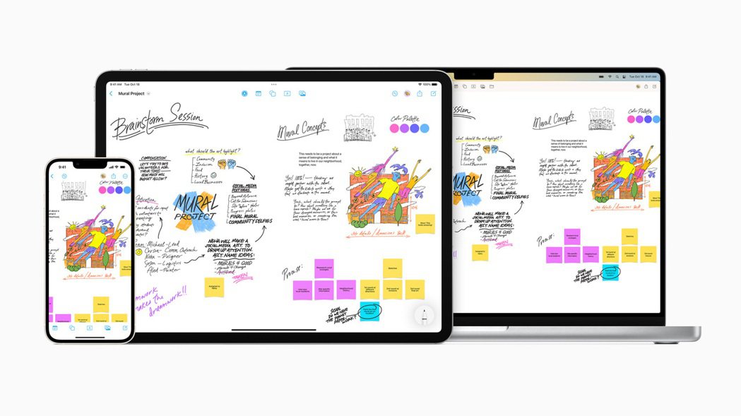 「無邊記」提供適用於 iPhone、iPad 和 Mac 的靈活畫布，幫助使用者...