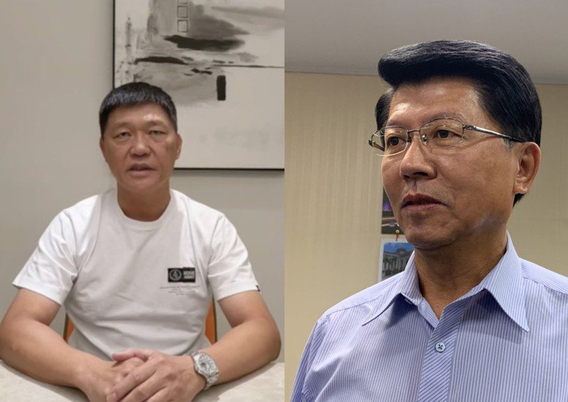 郭再欽（左）表示將控告國民黨議員謝龍介加重誹謗。翻攝、記者吳淑玲／攝影