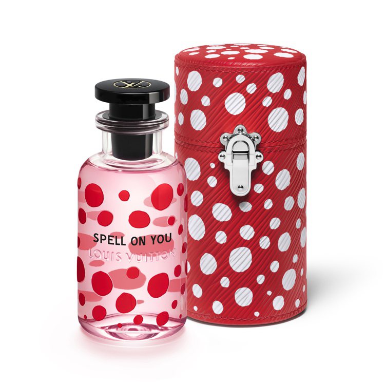 裝飾草間彌生InfinityDots圖案的Spell On You香水瓶與盒。圖／路易威登提供