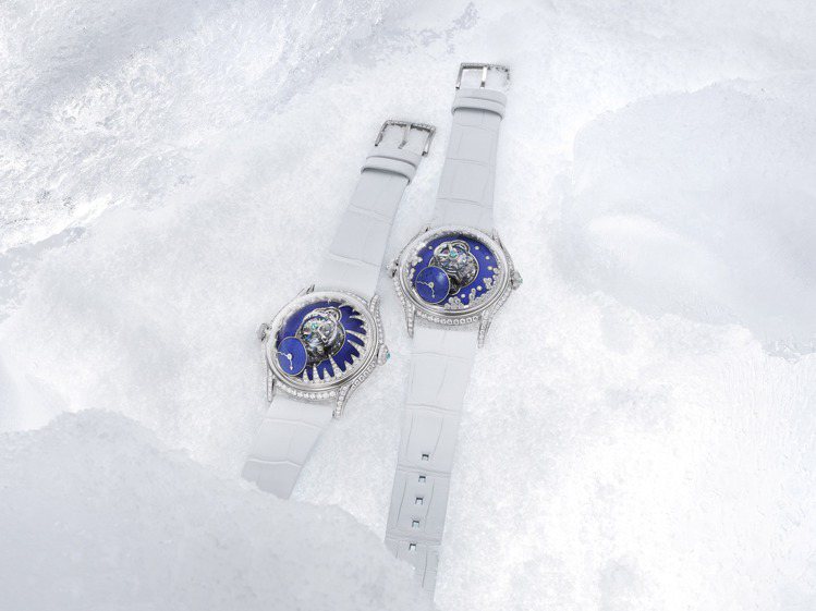 Emmanuel Tarpin選擇了以冬季為主題，並將他往返法國住家與日內瓦路程中的銀白雪景加入設計，呈現一次日內瓦工藝與法國珠寶的唯美交集。圖／MB&F提供