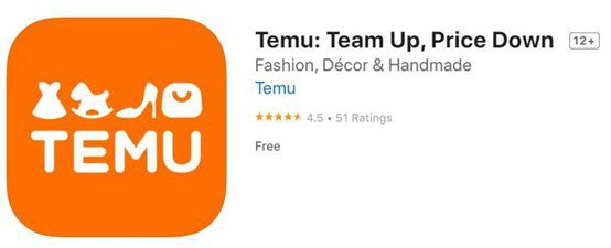 自今年9月上線以來，拼多多旗下跨境電商平台Temu在美國市場的安裝量已達到1,080萬次。（App Store截圖）