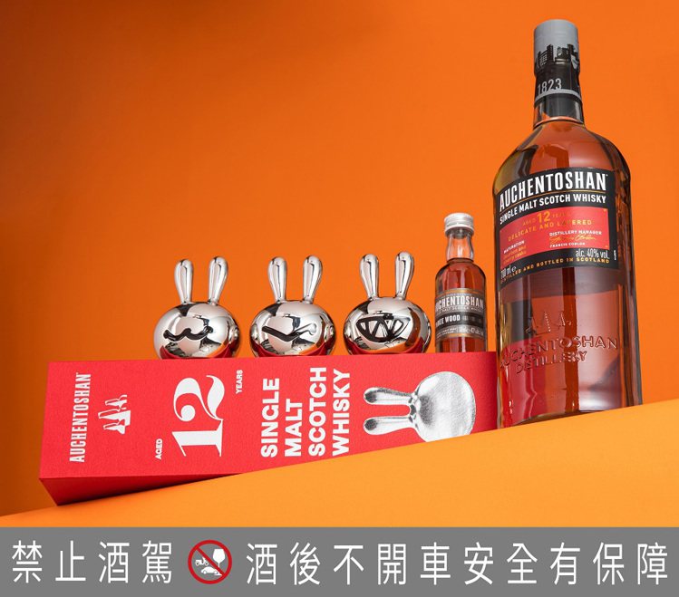 3款歐肯招財兔根據威士忌風味設計不同表情。圖／台灣三得利提供。提醒您：禁止酒駕 ...