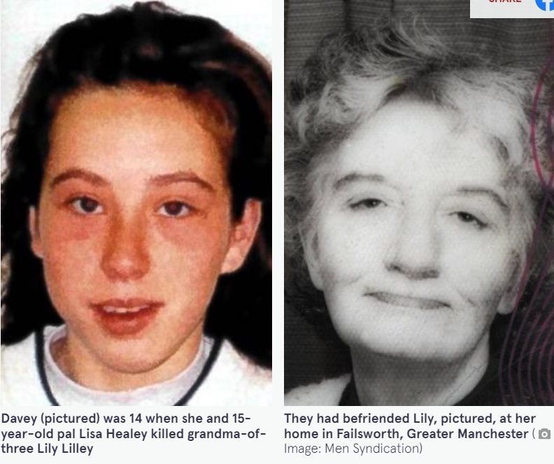 莎拉（图左）14岁时虐杀老妇莉莉（图右）被判无期徒刑，近期申请假释遭拒。图撷自(photo:UDN)