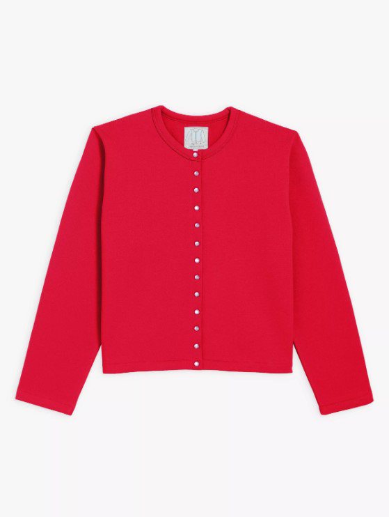 agnè s b.亮紅色開襟外套，5,680元。圖／agnè s b.提供