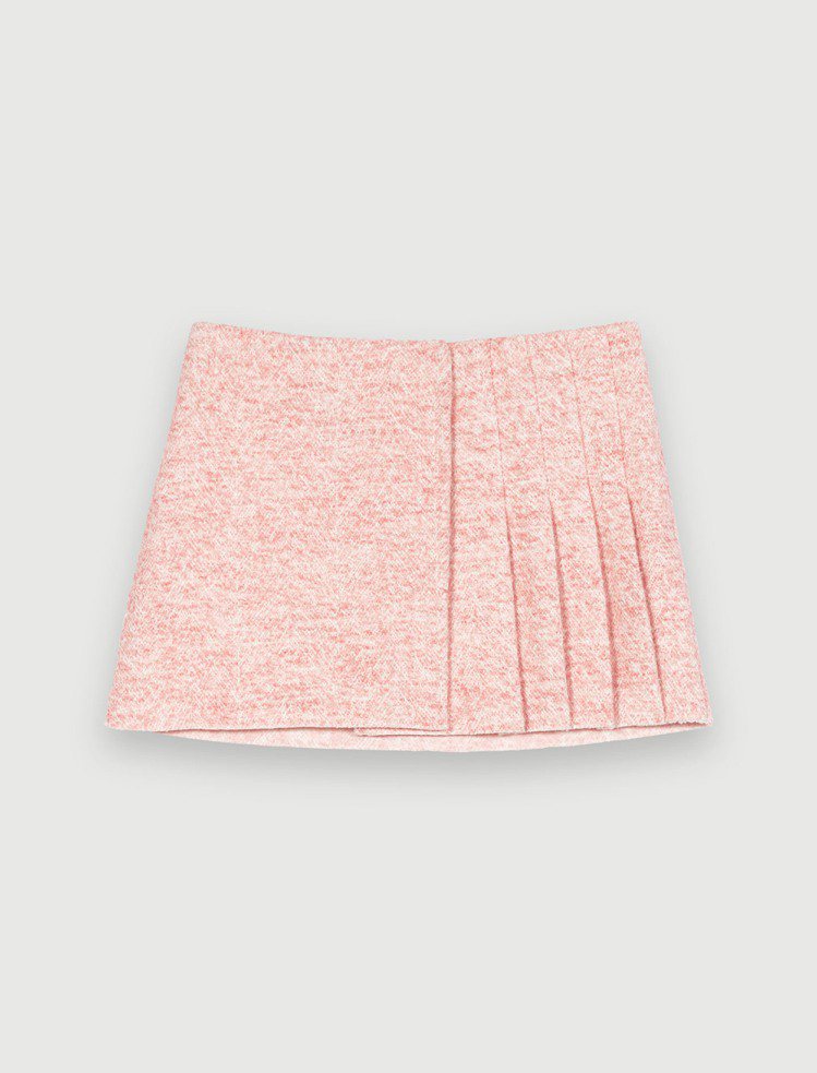 粉紅色針織百褶裙，9,190元。圖／Maje提供