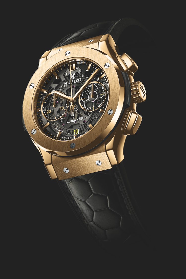 經典融合系列AREO比利限量計時碼錶黃金款，價格店洽。圖 / HUBLOT提供