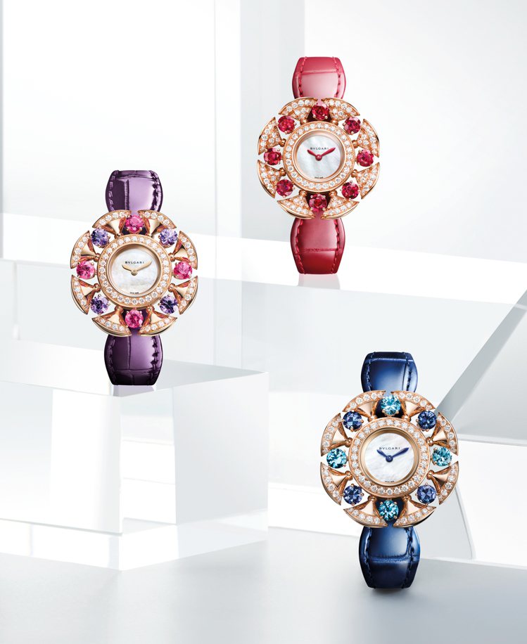 （由左至右）BVLGARI Divas' Dream珠寶腕表紫水晶與碧...