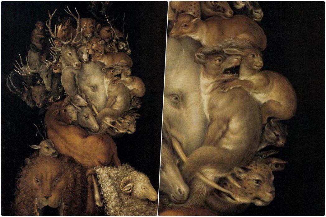 《地》，1566年，「四元素系列」，阿爾欽博多，70 × 49 公分，現為列支敦...