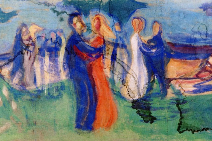挪威名畫家孟克的畫作「在海灘跳舞」，預定3月1日在倫敦蘇富比拍賣會拍賣。圖／取自維基共享資源