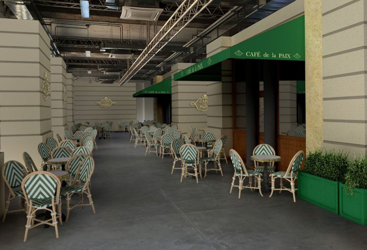 K-WAY特意把2023秋冬秀場打造成名為「Café de la Paix」的咖啡館形式。圖／K-WAY提供