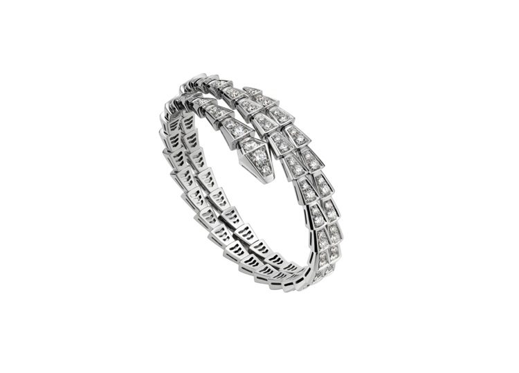 Serpenti系列白K金雙圈鑽石手環，依尺寸約168萬6,000元起至174萬...