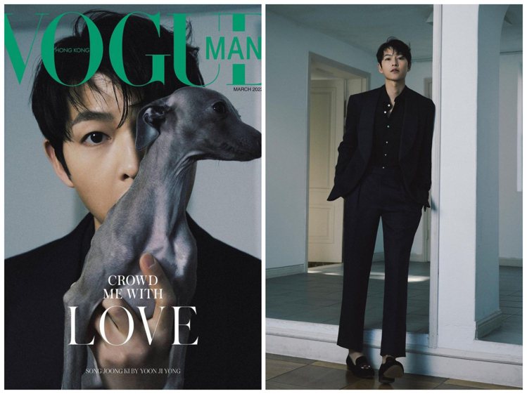 宋仲基曾為香港時尚雜誌Vogue Man拍攝了幾組時裝穿搭，其中成套黑西裝搭配不...